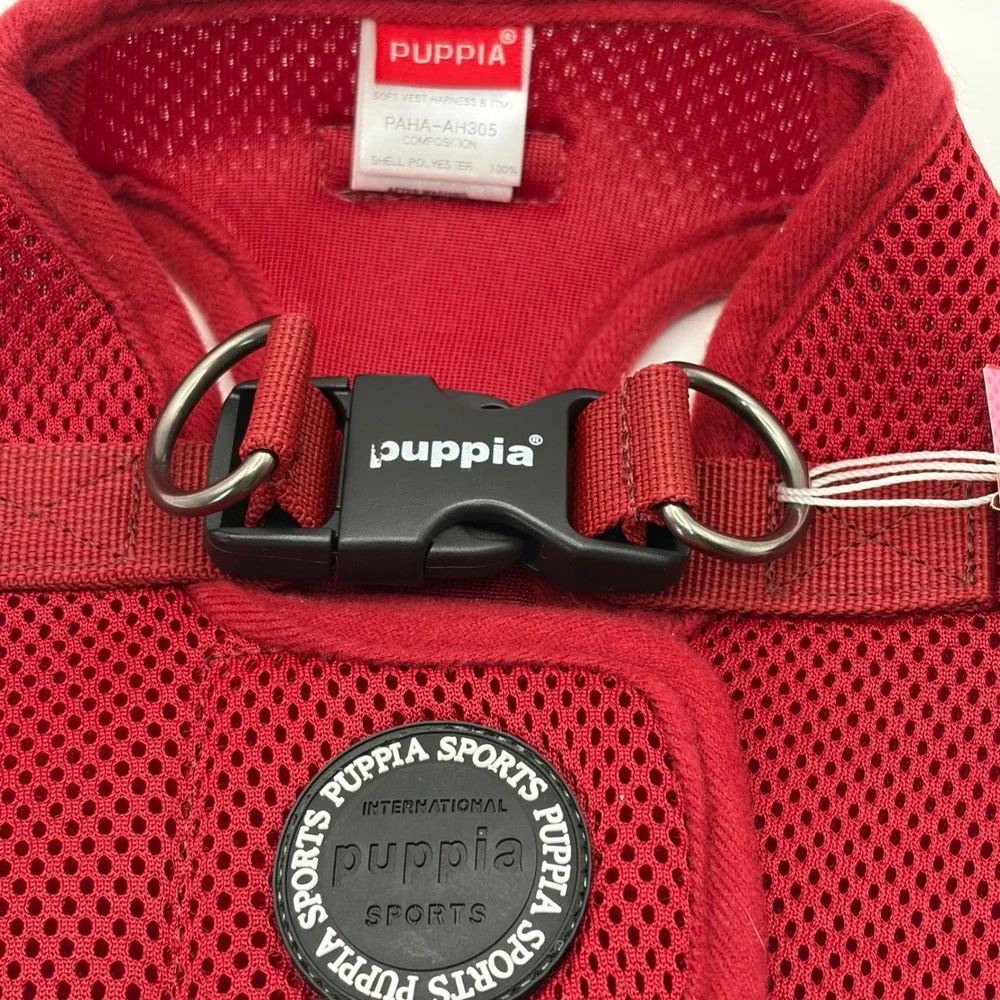 Puppia Soft‎ Vest Harness B Wine Red Air Mesh Step-In Dog Harness Size L
